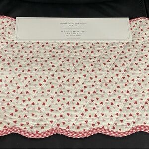 Valentines Cupcakes and Cashmere Heart Placemats Set of 4